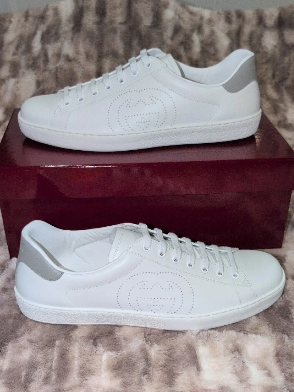 Gucci Ace White Leather Sneakers Mens UK Sz 11.5 - New In Box